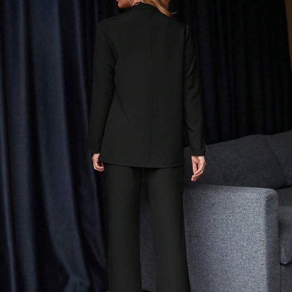SHEIN Solid Black Button Front Blazer and Pants Suit; Size Medium; NWOT - Picture 3 of 4